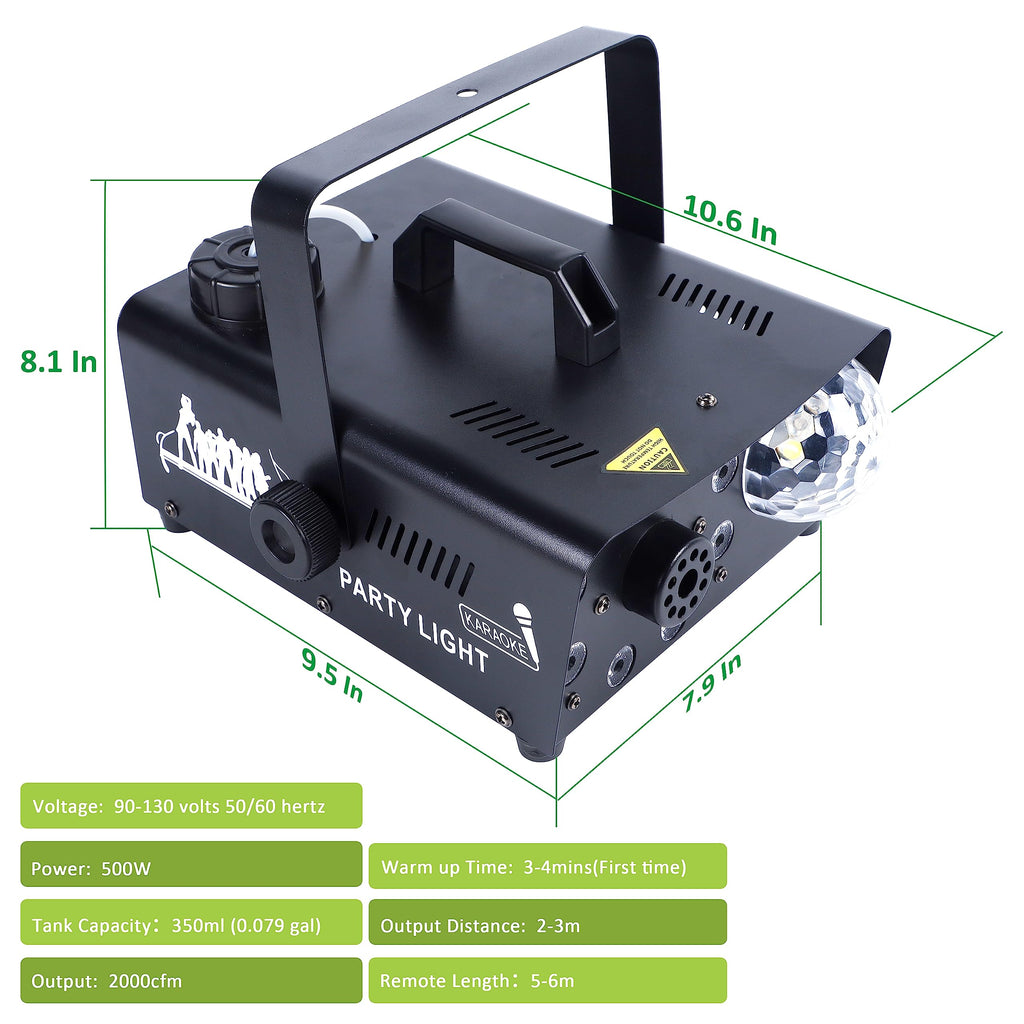 ATDAWN Fog Machine with 8 LED Lights and Disco Ball, Wireless Remote Control Smoke Machine with Bluetooth Speaker, Perfect for Wedding, Halloween, Party and Stage Effect