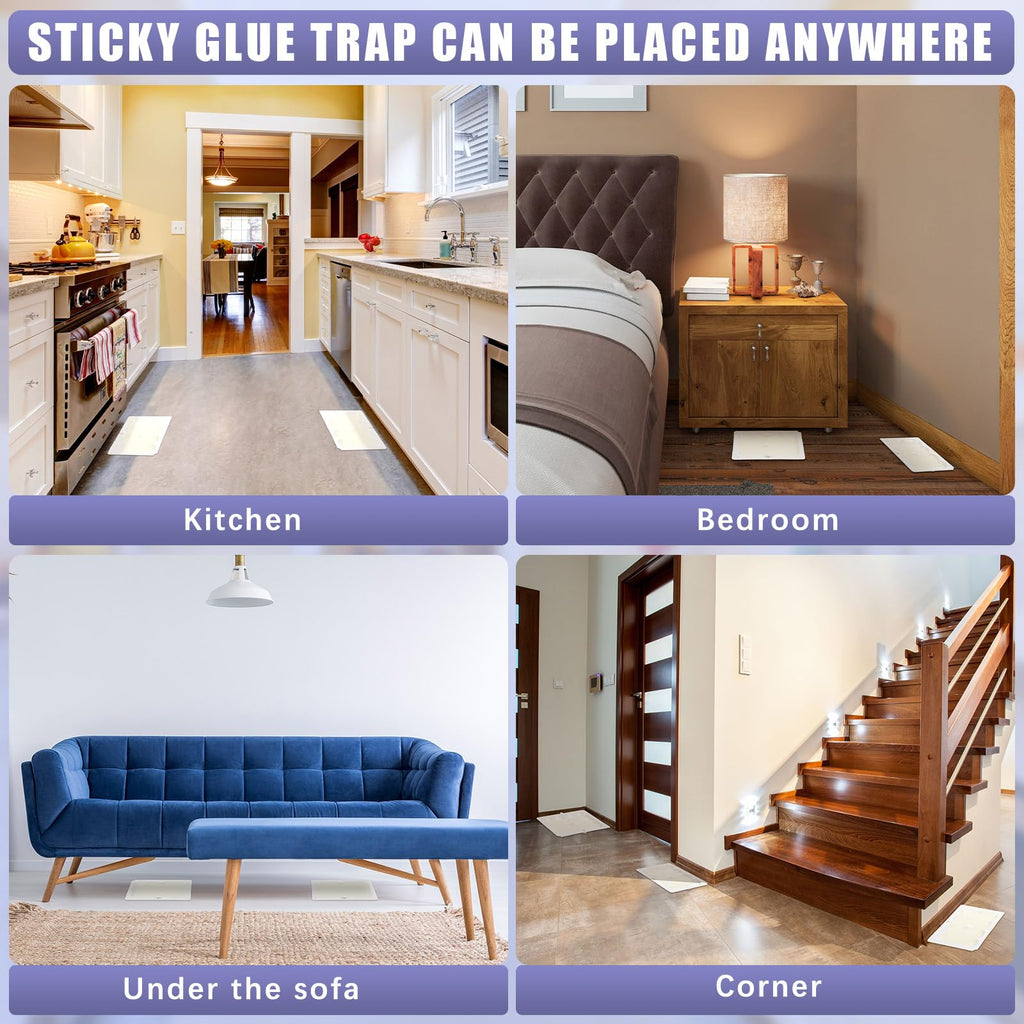 Qualirey 24 Pack Baited Glue Traps Sticky Mouse Trap Rat Traps Indoor Rodent Killer Baited Trays Rat Mouse Exterminator Plastic Sticky Non Toxic Mice Trap for Home Indoor Outdoor Mice Rats Rodent
