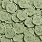 UNIQOOO Wax Seal Stickers - Eucalyptus Wedding Invitation Envelope Seal Stickers, 100 Pcs Self- Adhesive Sage Green Stickers, Perfect for Invitation, Christmas, Gift Wrapping, Party