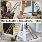 2 Pack Hand Rails for Outdoor 1-3 Steps, 27" Bent Wall Mount Handrail, Antique Metal Stair Handrails, Grab Bars with 2 Anti-Skid Crossbar for Garage Porch Stairs for Elderly Kids Disabled