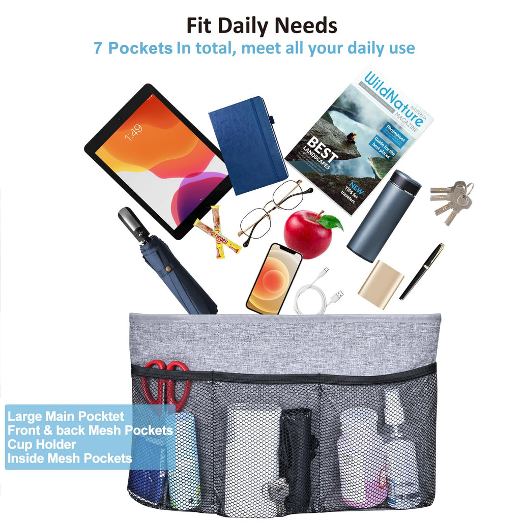 Dotday Walker Bag with Cooler Bag, Water Resistant Storage Bag Walker Accessories with Temperature Controlled Pocket for Seniors, Walker Bag Fit for Walkers, Rollator, Wheelchair & Scooters-Grey