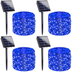 Extra-Long Solar String Lights Outdoor, 4-Pack 400 LED Solar Christmas Lights, Waterproof Copper Wire 8 Modes Twinkle Fairy Lights for Xmas Tree Garden Party Wedding Christmas Decor(Blue)