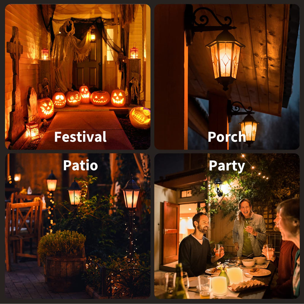 【Upgraded】Morsatie LED Flame Light Bulbs, 4 Modes Flickering Light Bulbs with Upside Down Effect, E26/E27 Fire Light Bulb for Halloween, Christmas, Party, Porch, Patio, Indoor Outdoor Decoration-2Pack