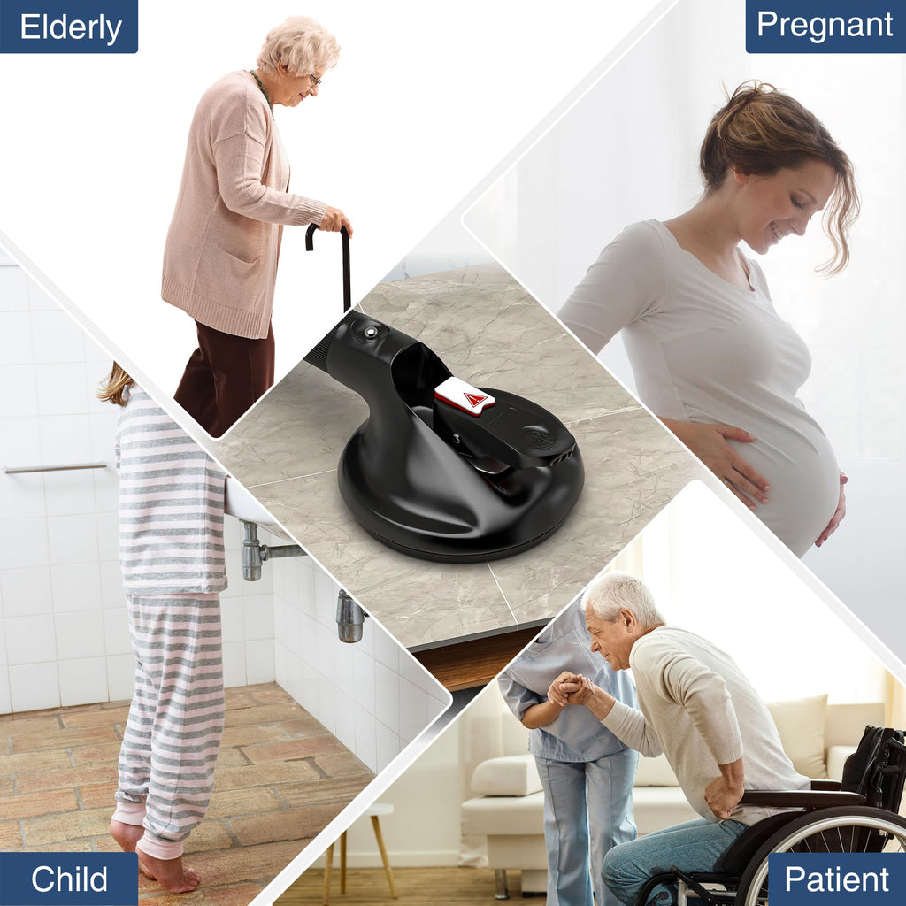 DAILYLIFE Shower Grab Bar for Bathtubs and Showers, 19 inch Heavy Duty Shower Handle with Strong Suction Cup, 300lbs Safety Shower Handrails for Seniors and Elderly, Black