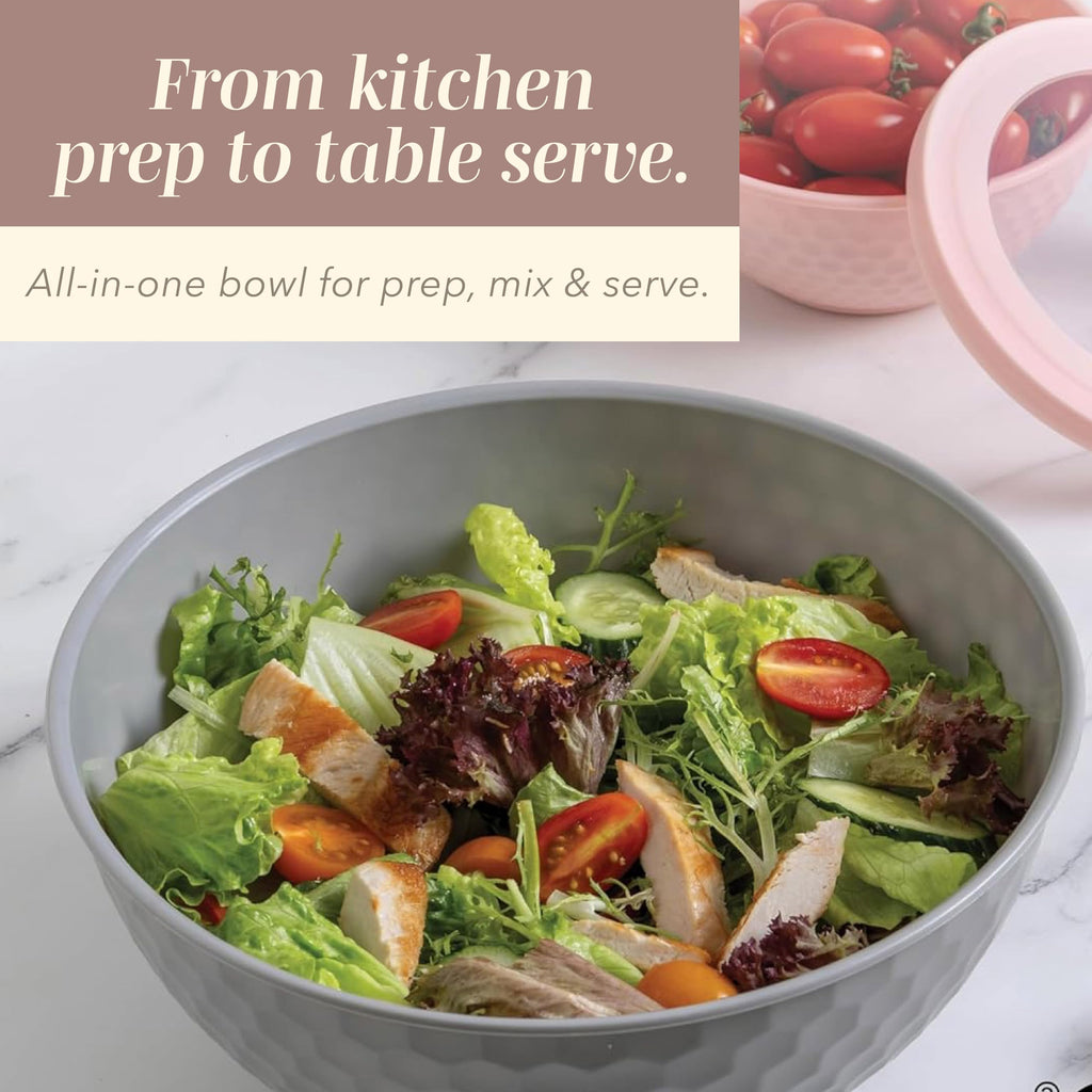 COOK WITH COLOR Mixing Bowls with Lids - 12 Piece Plastic Nesting Bowls Set includes 6 Prep Bowls and 6 Lids, Diamond Design - Microwave Safe (Mint)
