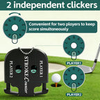 2Pcs Golf Stroke Counter, 2-Player Golf Counter Clicker with Hanging Rope, Shockproof Mini Portable Stroke Counter for Your Golf, Outdoor Sports, Different Kinds of Competitions and Games(Black)