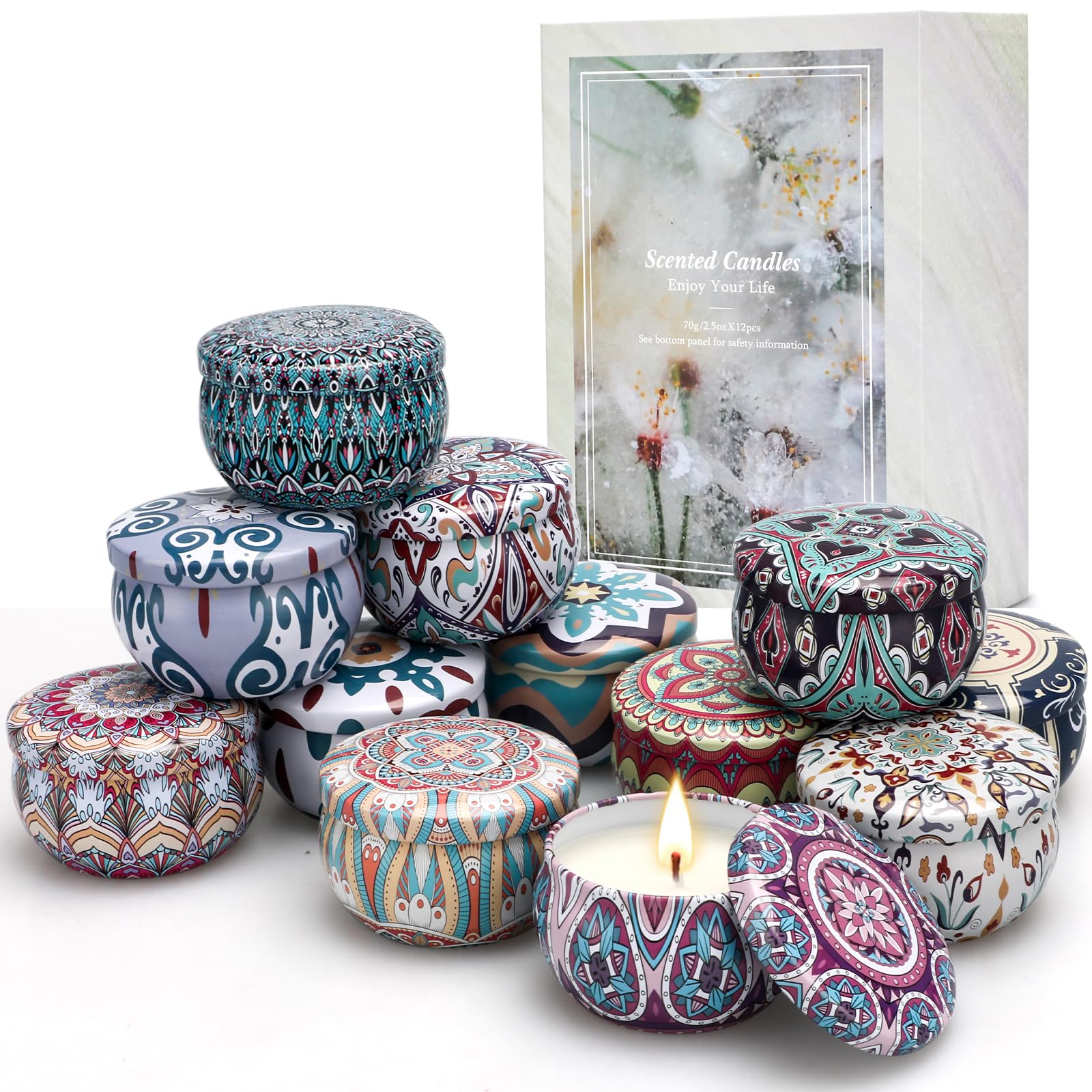 Scented Candles Gifts for Women, 12 Pack Candles for Home Scented, 30 Oz Soy Wax Candles Gifts Sets, 240H Burning Candles for Scented, Ideal for Christmas Day, Valentine's Day, Mother's Day