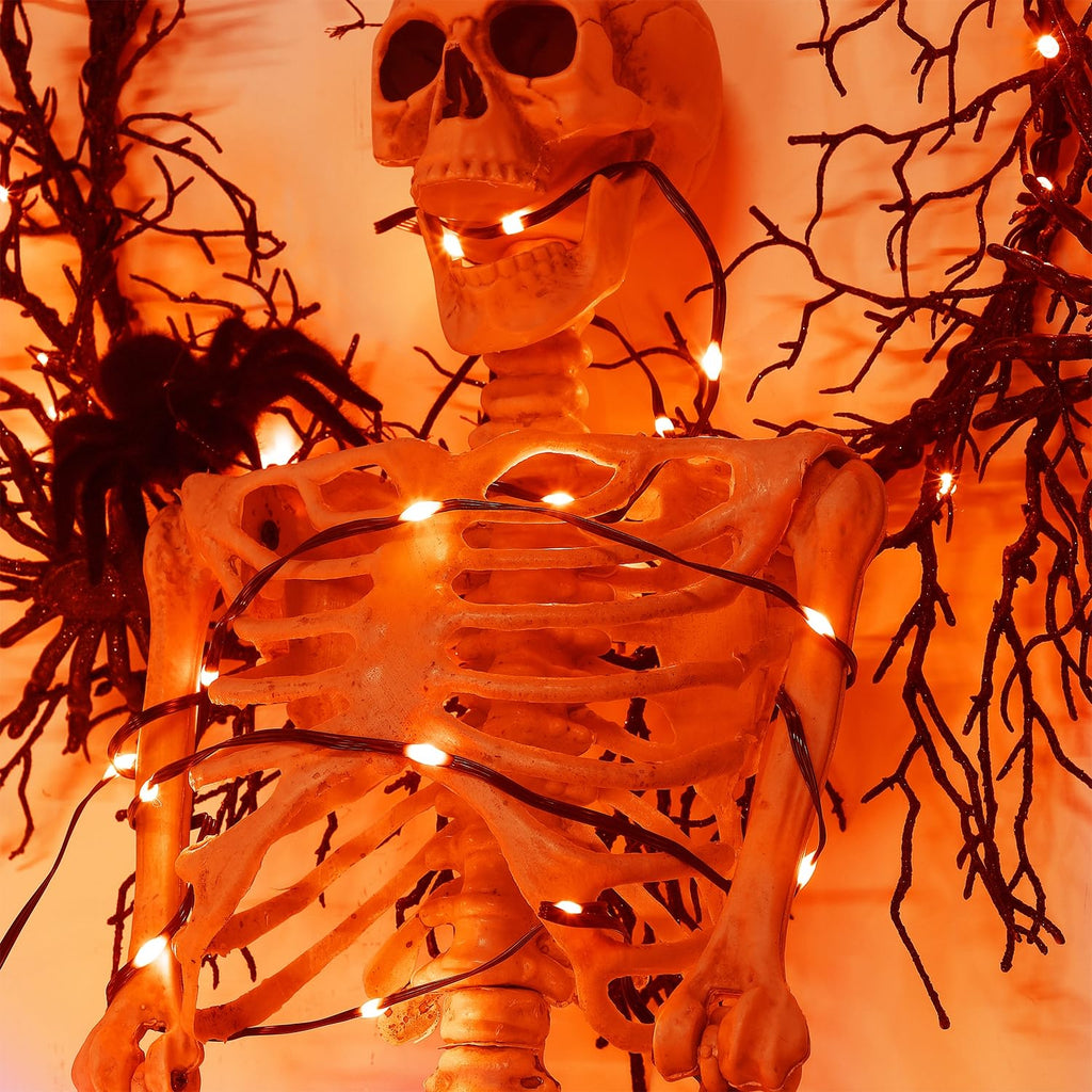 WATERGLIDE Extra Long 328 FT Halloween Lights, 1000 LED Outdoor Fairy String Lights, Green PVC Copper Wire Christmas Lights, Plug in 8 Modes & Waterproof for Tree Party Home Yard Decor, Orange