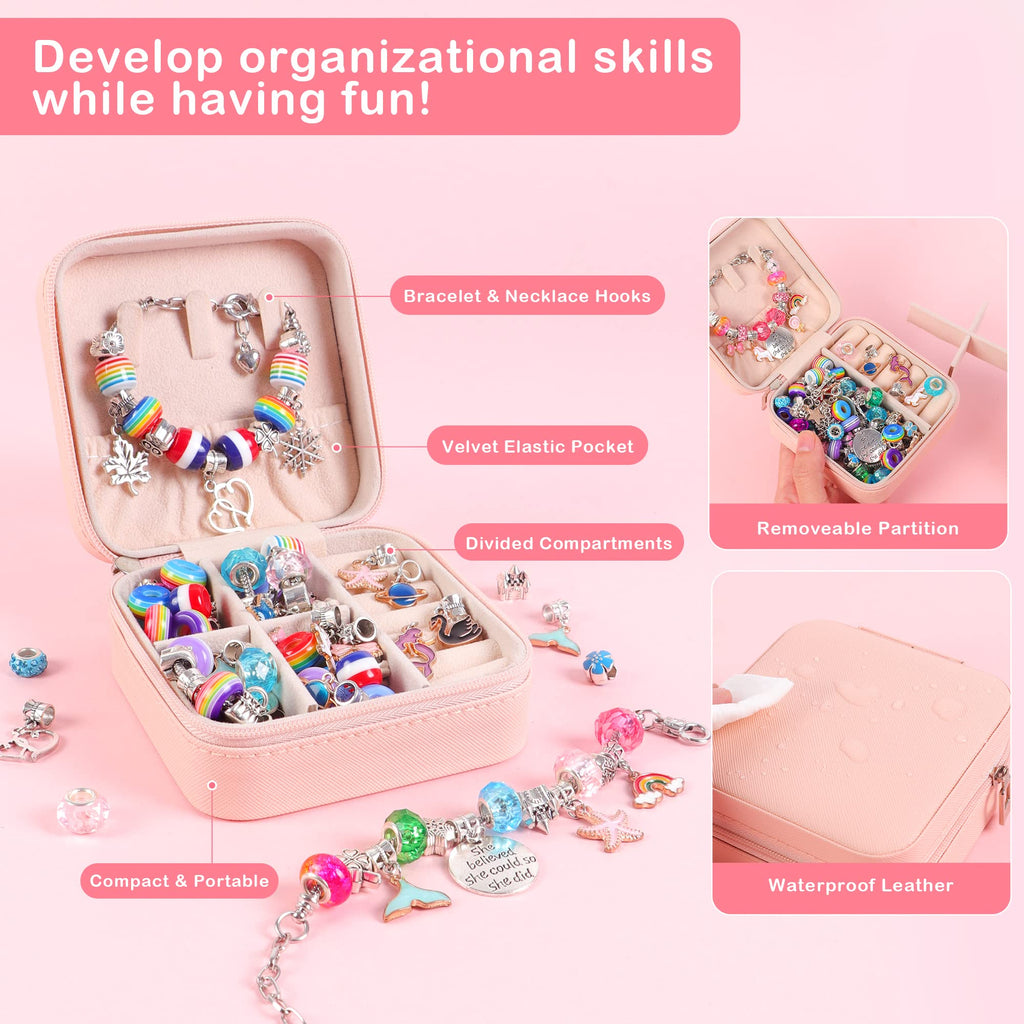 ELLENER Kids Bracelet Making Kit for Girls, Gifts for Girls Ages 3 4 5 6 7 8 9 10 11 12 Year Old,Girl Gifts Ideas,Girl Toys, 68 Pcs Crafts for Girls 8-12