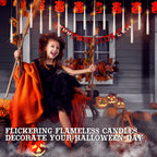 Halloween Decorations, 20pcs Floating Candles with Wand Remote, Flickering Warmer Light Flameless Candles, Magic Hanging Candles with DIY Sticker, Halloween Decorations Decor Indoor Outdoor Party (20)