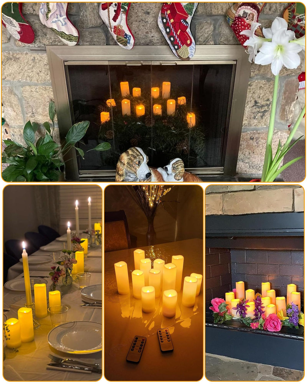 Enido 12 Pc LED Candles Flickering Flameless Candles with Remote & Timer for Romantic Ambiance, Home Decor Mood Lighting Cozy Fall Decor Battery Operated Candles, Outdoor Waterproof