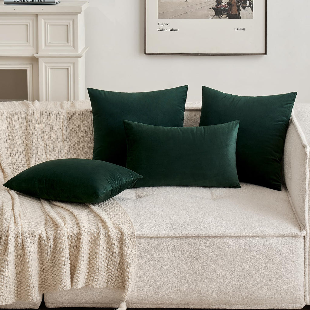 MIULEE Pack of 2 Velvet Soft Solid Decorative Square Throw Pillow Covers Set Christmas Cushion Case for Spring Sofa Bedroom Car 20x20 Inch 50x50 Cm