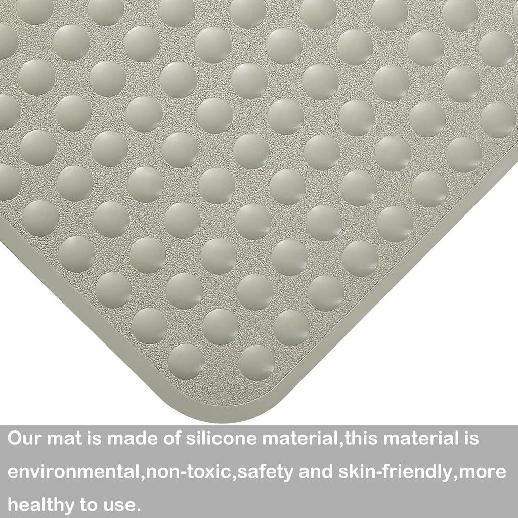Yanzifly Bathtub Mat Non Slip Bath Mat for Tub Silicone Soft & Safe, Bath Tub Mat Non Slip Shower Mats, Suction Cups Bath Tub Anti Slip Matt for Kids Elderly Non Toxic, Machine Washable- Beige