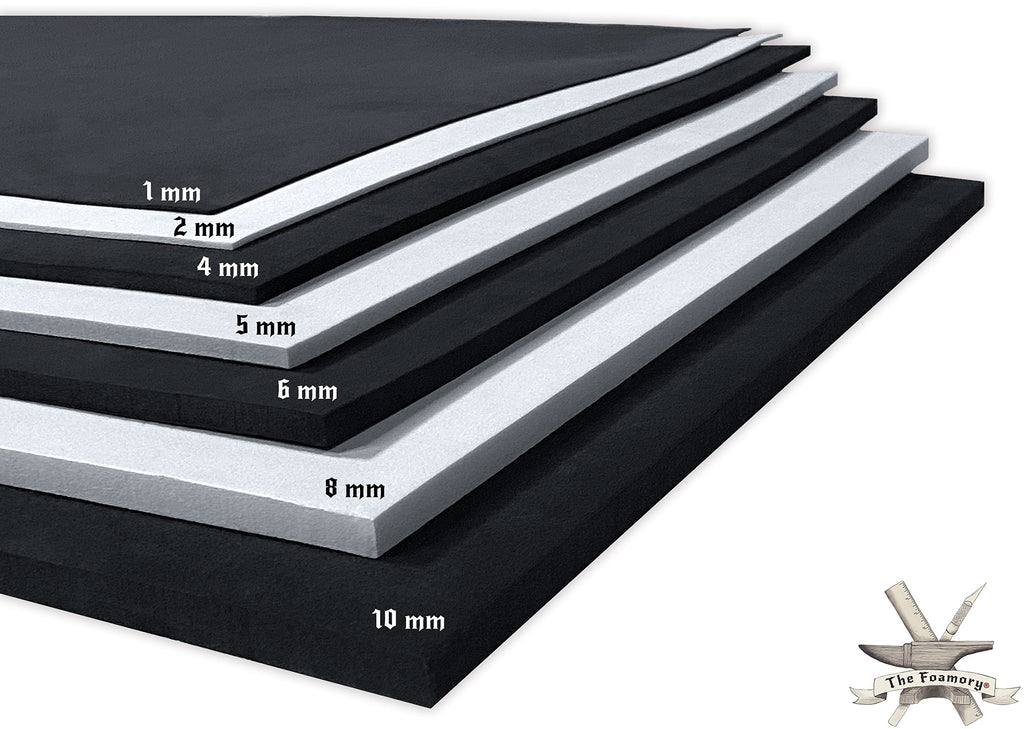 Shape Retention EVA Cosplay Foam 5mm (1mm-10mm) 14x39 inch White or Black High Density EVA Foam Sheets. Premium 85 kg/m3 Heat Shape Material for DIY Convention or Halloween Costumes by The Foamory