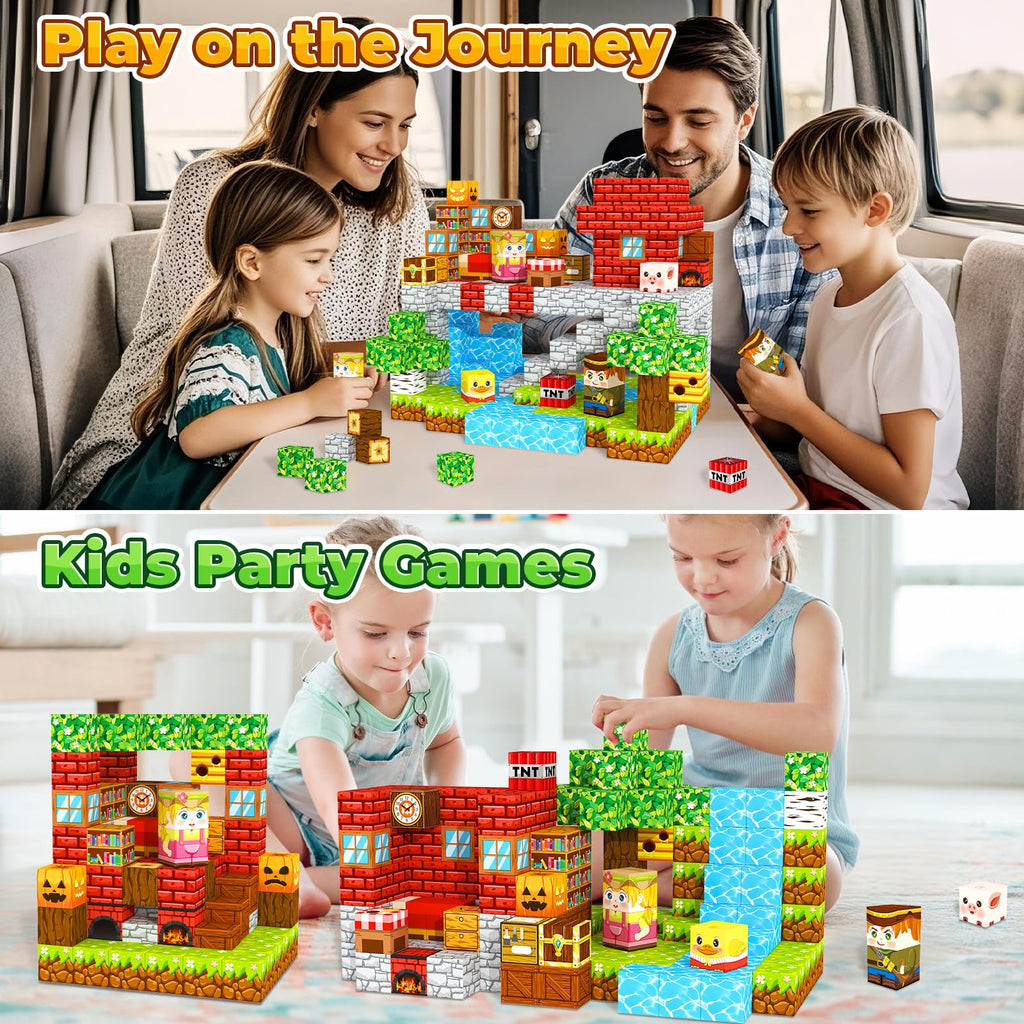 Magnetic Blocks Kids Games Building Toys for 3 4 5 6 7 8 9 10 11 12 Year Old Boys Girls, Magnetic Tiles Cubes STEM Sensory Toys for Toddler Travel Party Christmas Birthday Gifts