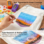 Shuttle Art Fabric Paint, 18 Colors Permanent Soft Fabric Paint in Bottles (60ml/2oz) with Brushes, Palette, Stencils, Non-Toxic Textile Paint for T-Shirts, Shoes, Jeans, Bags, DIY Projects&Art