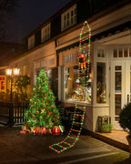 Toodour LED Christmas Light - 10ft Christmas Decorative Ladder Lights with Santa Claus, Christmas Decorations Lights for Indoor Outdoor, Window, Garden, Home, Wall, Xmas Tree Decor - Red & Green