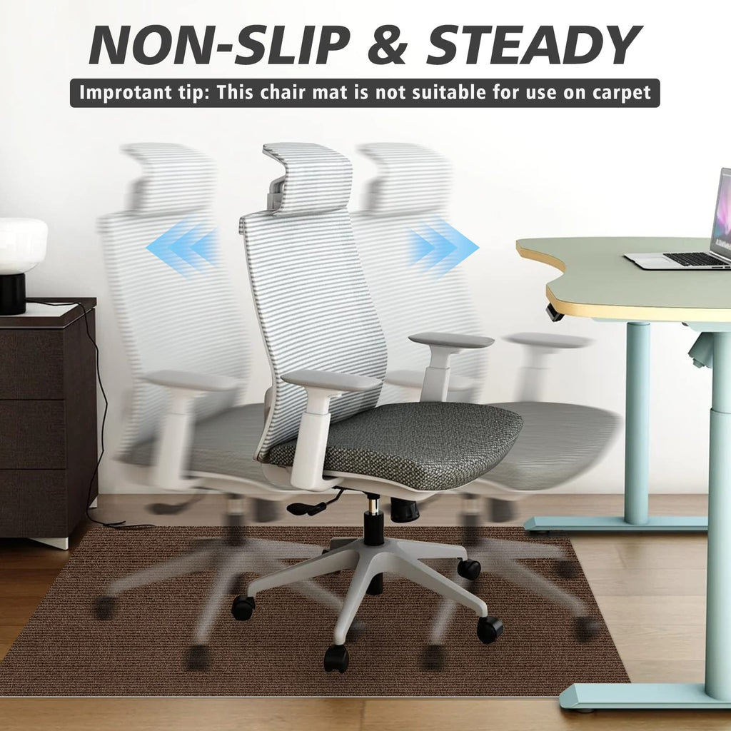 Sycoodeal Office Chair Mat for Hardwood Floor,Office Computer Gaming Chair Mat for Tile Floor,Large Floor Protector Rug,Anti-Slip,Easy to Clean,Coffee(48"x36")