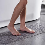 Webos Bath Shower Mat Non Slip: Extra Large Pebble Bathtub mat for Kids, Elderly, Anti Slip Shower Matt with Drain Holes Suction Cups Tub Mat - 16 X 40 Inch Clear Grey