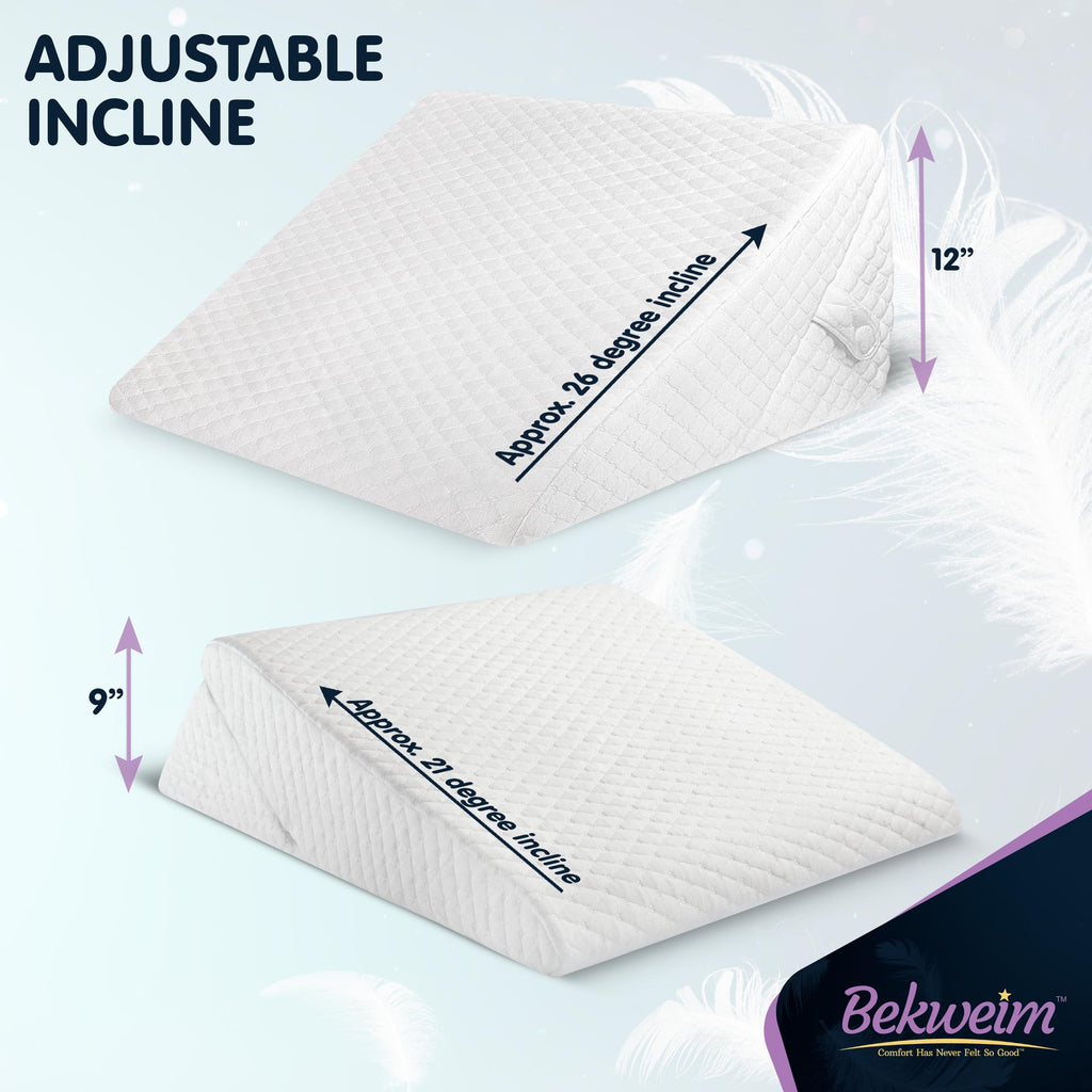 Adjustable Bed Wedge Pillow for Sleeping - Wedge Pillow for Sleep Apnea, Gerd, Acid Reflux Relief, Post Surgery - Foam Wedge Pillow for Back Pain Relief, Sleep Apnea Pillow Wedge or for Seniors