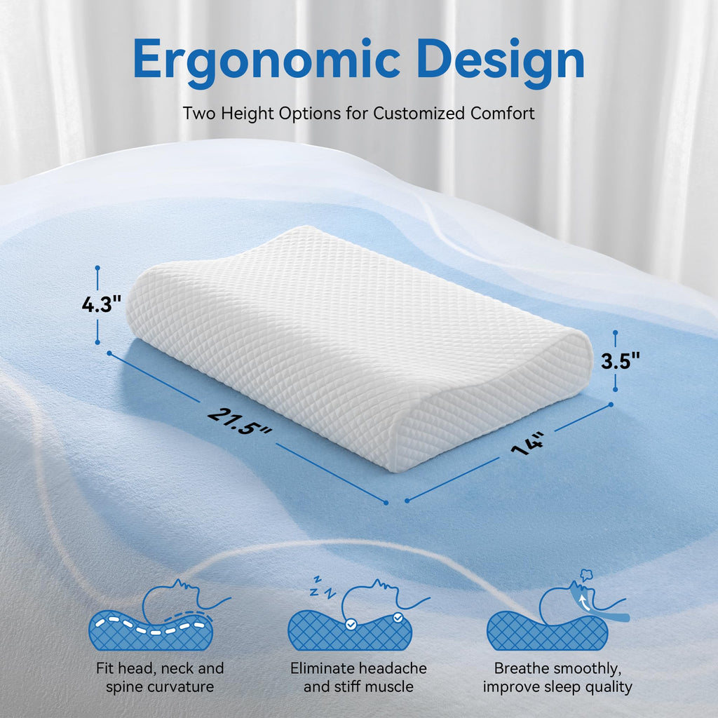 AM AEROMAX Firm Contour Memory Foam Pillow, Cervical Pillow for Neck Pain Relief, Neck Orthopedic Sleeping Pillows for Side, Back and Stomach Sleepers.