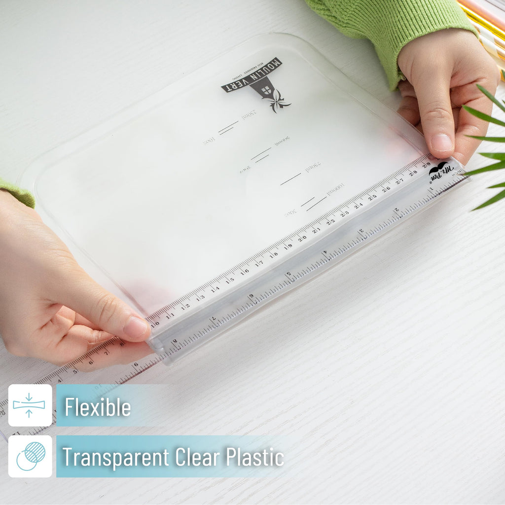 Plastic Rulers, 12 Inch, 3 Pack, Easy-to-Read Markings, Scratch-Resistant Design with Inches and Centimeters, Durable Transplant Rulers for Crafting Office & School, School Supplies