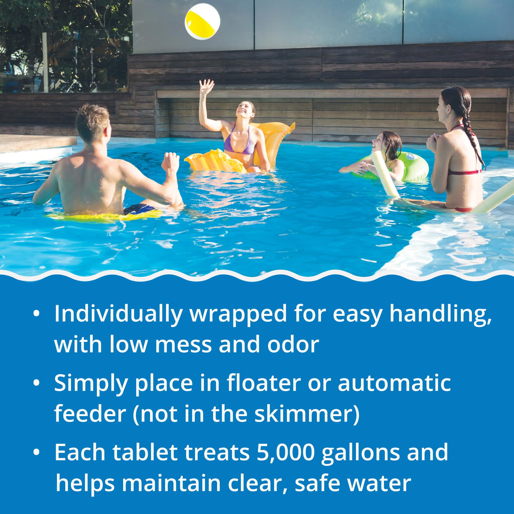 In The Swim 3 Inch Stabilized Chlorine Tablets for Sanitizing Swimming Pools - Individually Wrapped, Slow Dissolving - 90% Available Chlorine - Tri-Chlor - 5 Pounds