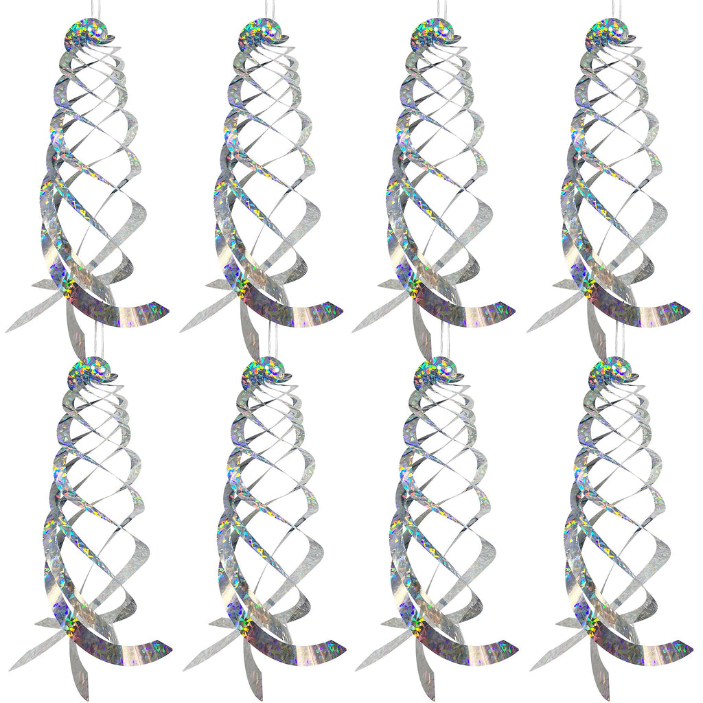 Sfcddtlg, 8 PCS Bird Spiral Hanging Reflectors-15.8 Inch Outdoor Hanging Reflective Device-Garden Decoration to Prevent Birds from Entering The House Garden Swimming Pool