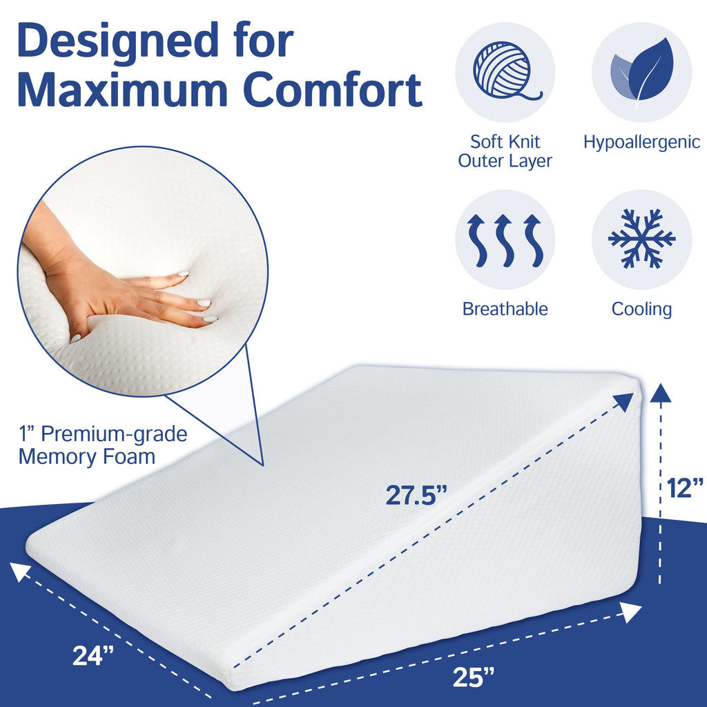 Ebung Body Positioner - Premium Memory Foam Wedge Pillow for Sleeping, Sitting, Snoring, Heartburn Relief, Pregnancy, TV, Reading, Backrest, Leg Rest