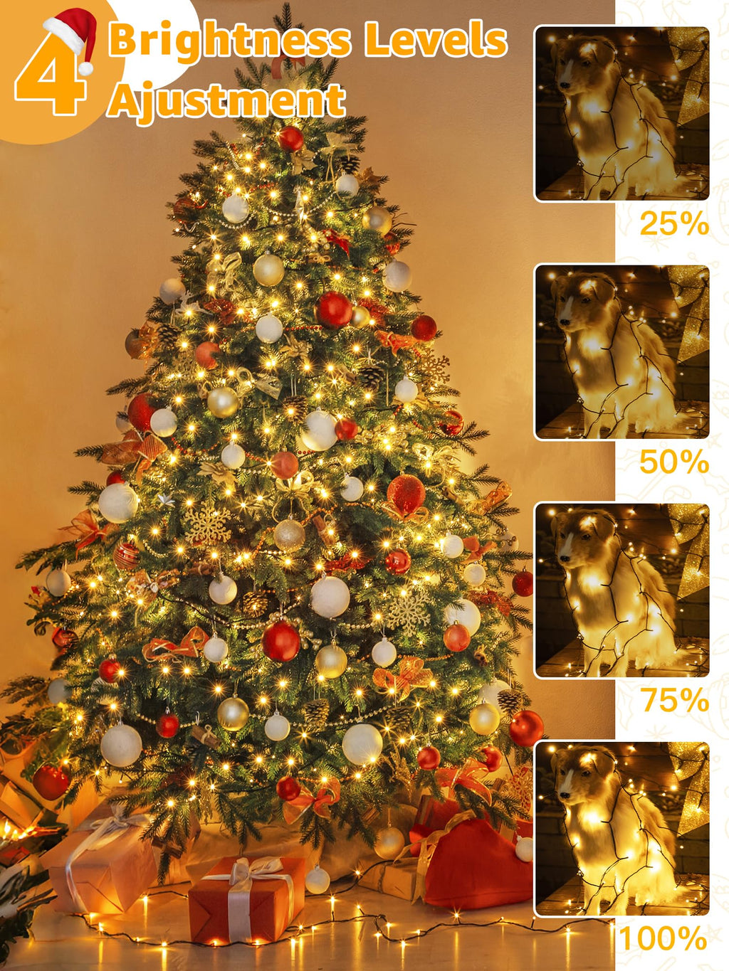 BrightChristmas 1000 LED 328 FT Christmas Lights, Waterproof Outdoor String Lights with Remote and Timer, Christmas Tree Lights with 8 Modes Dimmable, Fairy Lights for Holiday Decor (Warm White)