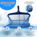 Pool Skimmer Net, Heavy Duty Leaf Rake Cleaning Tool, Fine Mesh Net Bag Catcher Blue