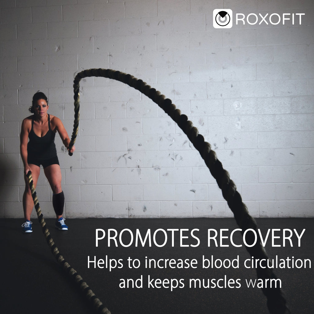 ROXOFIT Calf Brace for Torn Calf Muscle and Shin Splint Pain Relief - Calf Compression Sleeve for Lower Leg Injury, Strain, Tear - Neoprene Runners Tibia Splints Wrap for Men and Women