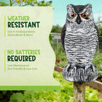 TRAYDER 2 Pack Fake Owl Decoys Large, 10.7" Outdoor Decorations Anti Bird Repellent Owls for Garden Deterrent, Scarecrow Horned Owl Statue Decoy to Scare Birds Away, Suit Backyard, Patio Decor
