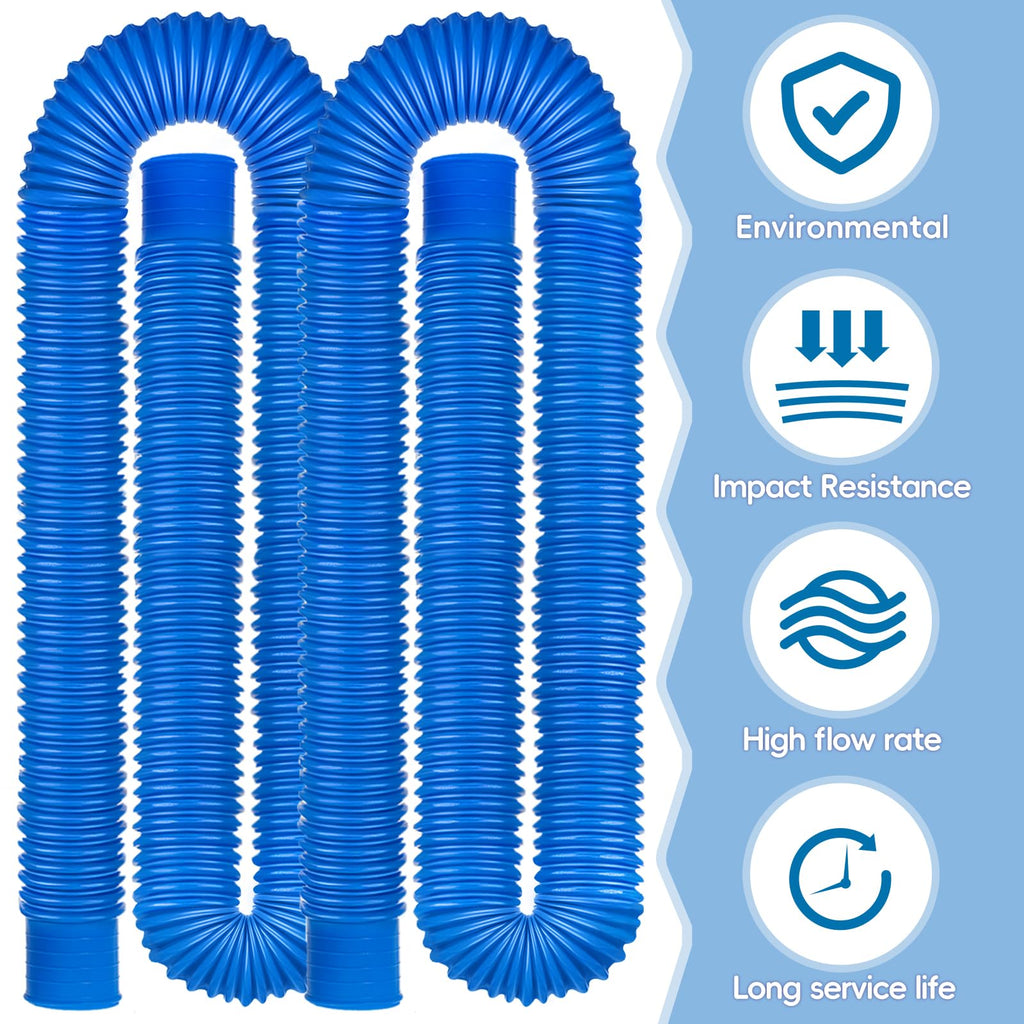 Replacement Pool Hoses for Above Ground Pools 1 1/4, 59" Long Filter Pump Hose, 4 Pack Pool Pump Hose with 8 Metal Clamps (Blue)