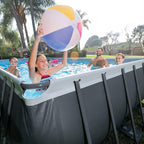 INTEX Ultra XTR 24 ft x 12 ft 52 in Above Ground Pool Set, Rectangular Swimming Pool with Sand Pump, Saltwater System, Maintenance Kit, & Volleyball Game
