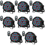 JAJALUYA LED Par Lights 36 LED Stage Lights 7 Modes RGB DJ Lights with Sound Activated Remote and DMX Control DJ Uplighting for Birthday Party Events Wedding Christmas Stage Lighting (8 Packs)