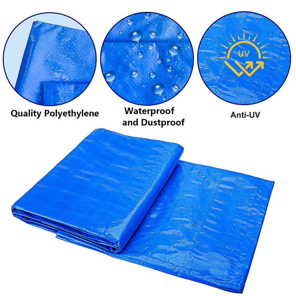 codree 11 x 7.8 Ft Swimming Pool Ground Cloths- Rectangular Waterproof PE Swimming Pool Liner Pad for Protect Above Ground Pool Prevents Punctures Pool Tarp