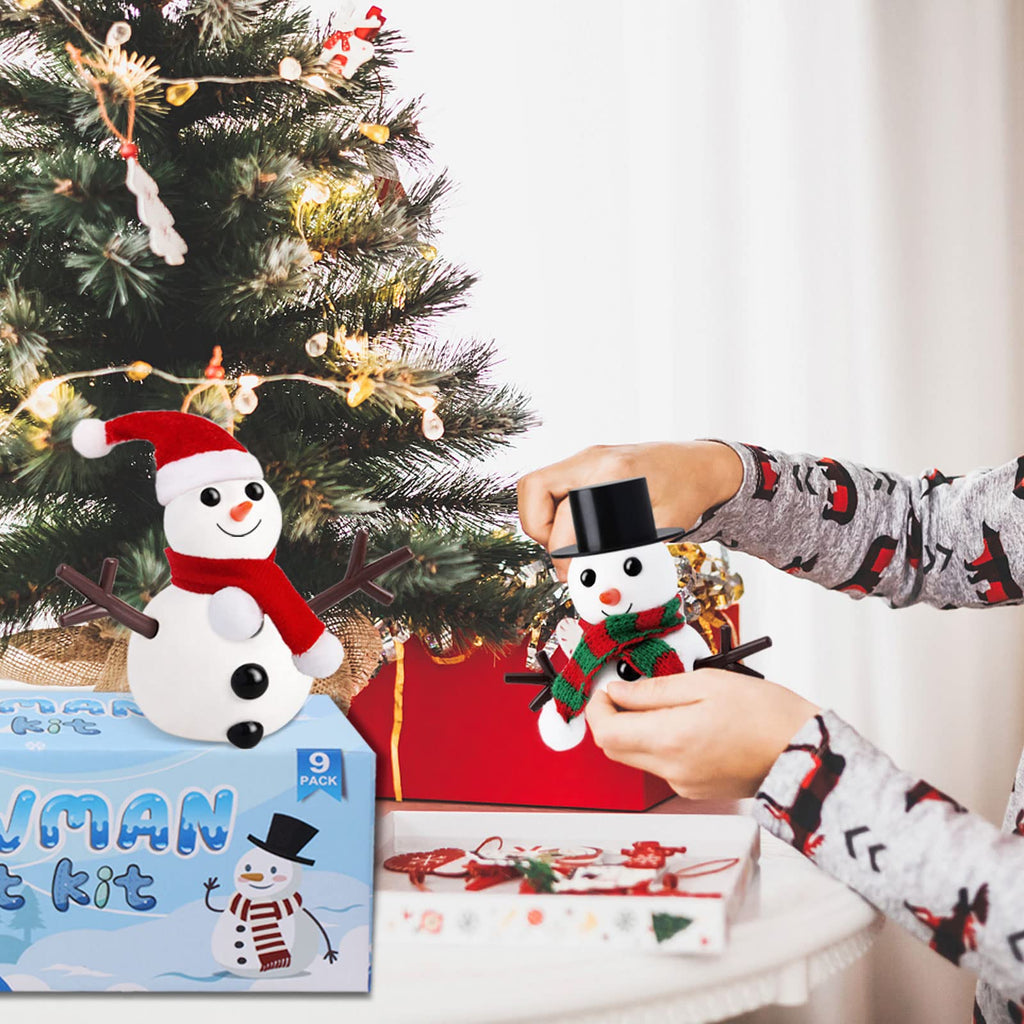 BANBBUR 9Pack Build a Snowman Kit Snowman Crafts for Kids,Modeling Clay Snowman DIY Kit, Christmas Stocking Stuffers for Kids,Christmas Crafts Xmas Gift