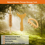 InfiniteRelax 3-in-1 Wood Therapy Massage Tools for Body Shaping Professional, Wooden Lymphatic Drainage Massager, Maderoterapia Kit Colombiana Cellulite Massager