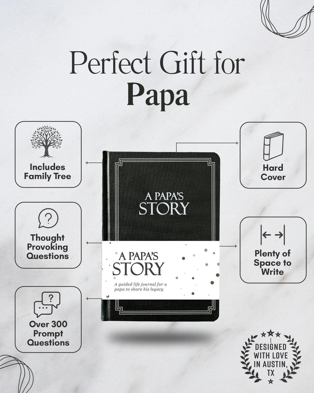 Papa's Life Story Journal (Hardcover): A Meaningful Keepsake for Papa to Share His Journey and Memories, Book Includes 250+ Prompt Questions, Sentimental Papa Gifts Idea, Sentimental Gifts for Papa for Father's Day, Birthday & Christmas