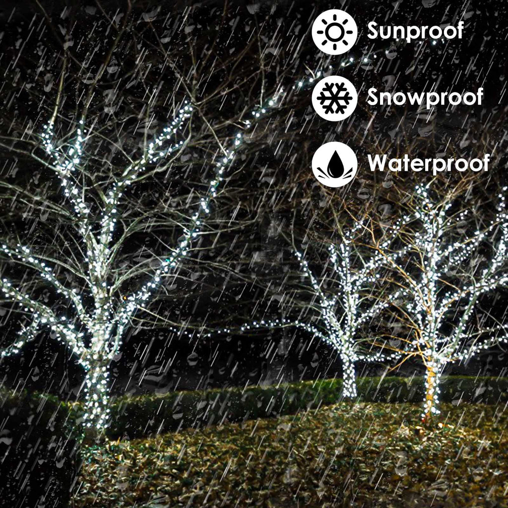 White 4-Pack 160FT 400 LED Solar String Lights, Solar Fairy Lights Outdoor Waterproof with 8 Modes, Solar Christmas Twinkle Lights for Christmas Decorations Tree Wedding Party Garden Patio(Cool White)