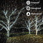 White 4-Pack 160FT 400 LED Solar String Lights, Solar Fairy Lights Outdoor Waterproof with 8 Modes, Solar Christmas Twinkle Lights for Christmas Decorations Tree Wedding Party Garden Patio(Cool White)