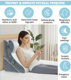 VMFKPNR 3PCS Wedge Pillow for Sleeping, 15-in-1 Orthopedic Bed Wedge Pillow Set Adjustable Memory Foam Wedge Pillow for After Surgery, Acid Reflux, Snoring, Back Pain Relief
