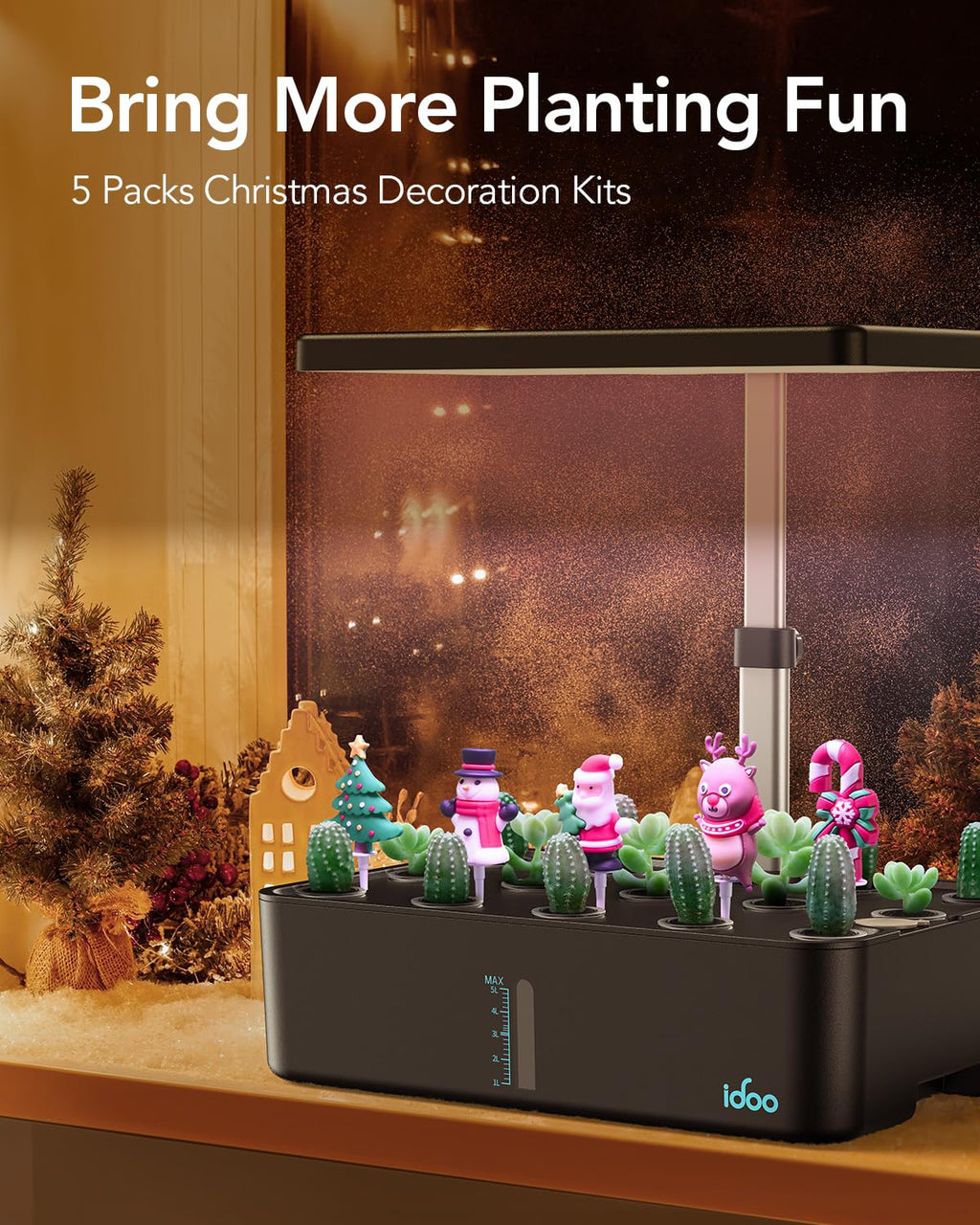 iDOO Hydroponics Growing System Kit 15Pods, Christmas Gifts for Women Mom, Herb Garden Indoor with LED Grow Light for Home School, Built-in Fan, Auto-Timer, Adjustable Height Up to 11.3", 15Pods-Black
