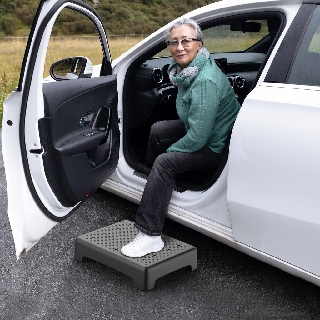 HBTower Step Stool, Mobility Step Stool for Adults & Seniors, Non-Slip Step Platform Indoor and Outdoor, Portable Step Riser, Safety Step for Car, Bedside, Office, Shower, Stairs(Black)