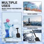 CARTMAN 32.5 Inch Folding Emergency Snow Shovel 3 Piece Aluminum Lightweight Portable Sport Utility Shovel for Car Trunk Camping Garden Beach with Ice Scraper Carrying Bag, Black