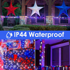 200 LED Red White and Blue Christmas String Lights Outdoor Indoor, 66FT Twinkle Lights Extendable Green Wire Waterproof for 4th of July Independence Day Memorial Day Xmas Tree Party Decorations