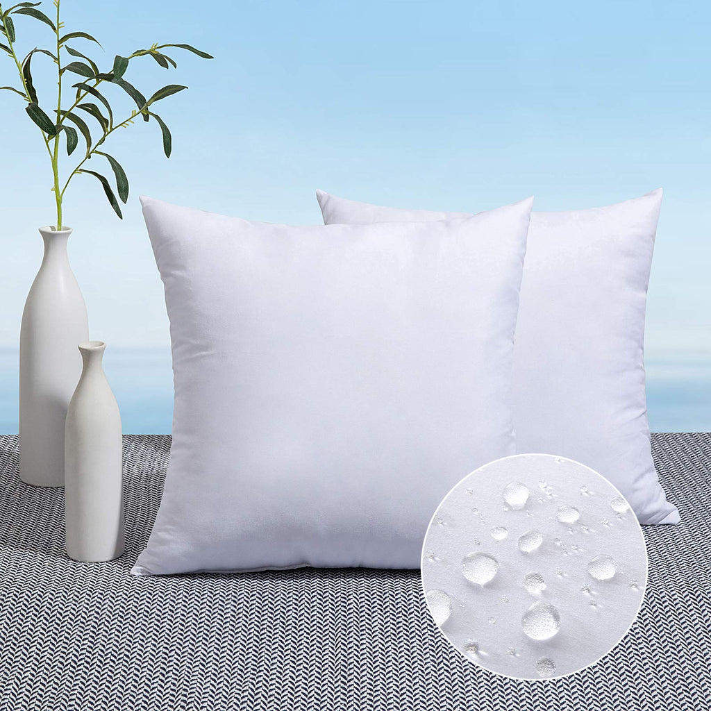 Pack of 2 18x18 Outdoor Pillow Inserts, Outdoor Throw Pillows Water-Resistant Decorative Premium Square Pillow Stuffer Sham for Porch Swing Couch Sofa Cushion Patio Furniture