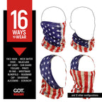 UPF 50+ Fishing Neck Gaiter - UV Face Mask Sun Protection for Men & Women - Camo SPF Face Cover Gator - Fishing, Hunting, Hiking (Old Glory American Flag)