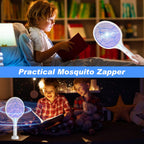 Qualirey Electric Fly Swatter 2 in 1 Rechargeable Mosquito Swatters UV Light Bug Zapper Racket Fly Mosquito Zapper Insect Control for Home Bedroom Kitchen Office Backyard Patio Indoor Outdoor (4 Pcs)
